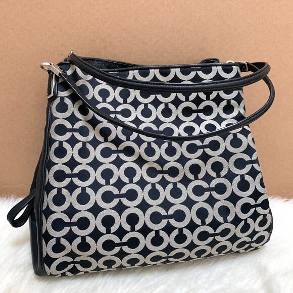 COACH MADISON Black & White OP ART Signature Fabric PHOEBE Shoulder Bag 26448 - Picture 16 of 16